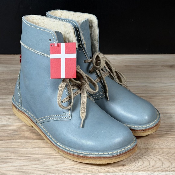 Duckfeet Faborg Boots Mens Size 11.5 Blue Leather Shearling Wool Lined Winter